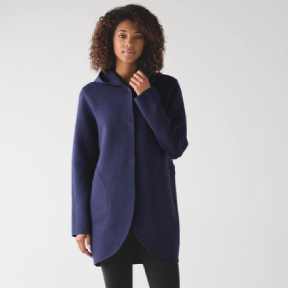 Lululemon Blue Reversible City Bound Wrap Jacket Hoodie Cardigan Size small